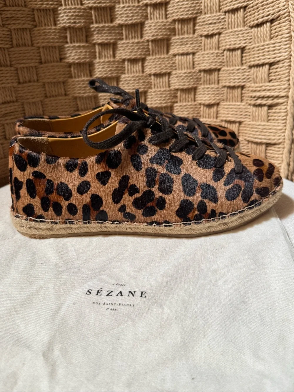 Sezane Julie Leopard Print Espadrille Sneakers - Women size 39 NWOB